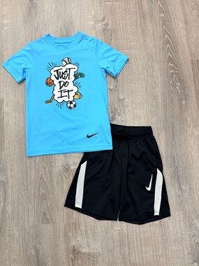 Nike Blue Dri-FIT Graphic Tee and Short Set